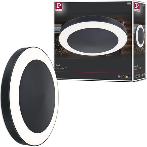 Luminaire extérieur LED Plafonnier Circula avec capteur crépusculaire/de mouvement IP44 rond, avec 1x14 W Blanc chaud anthracite matière plastique 3000 K (1/5)