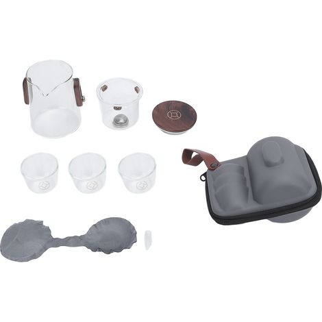 Théière en verre borosilicate 330ml avec infuseur filtration séparation eau et 3 tasses pour maison extérieur bureau (1/5)