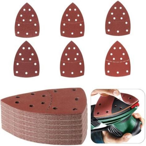 60 Pièces Triangles de Ponçage, Papier de Verre Papier Poncage Mouse, 11 Trous Feuilles AbrasivesPapier a Poncer pour Ponceuses Multiples Ponceuse Triangulaire, Grain P40/60/80/120/180/240
