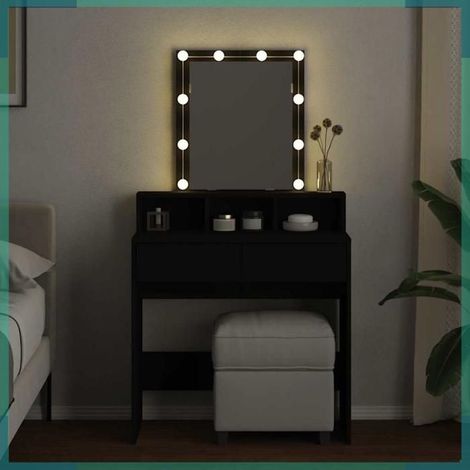 848179 Coiffeuse avec LED noir 80x41x144,5 cm (1/5)