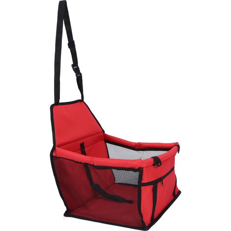 Siège auto pour animaux de compagnie imperméable, respirant, antidérapant, sangles réglables, panier de transport avec laisse de sécurité pour chiot et chat rouge (1/5)