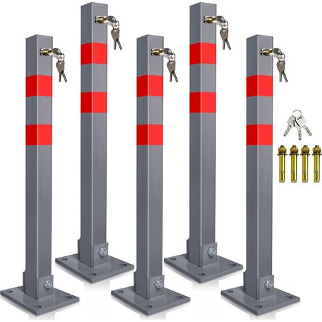 TolleTour Poteau de barrage 5X Barrière de parking Rabattable 66cm verrouillable inoxydable