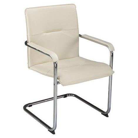 Fauteuil visiteur simili cuir Rumba - ivoire (1/2)