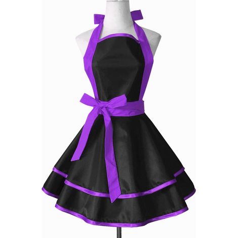 Tablier en Coton Vintage Princesse Taille Cravate Tablier Imperméable Chef Smock Tablier - Violet (1/5)