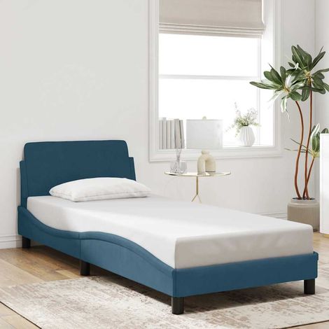 Estructura de cama con cabecero Dover terciopelo azul 80x200 cm (1/5)