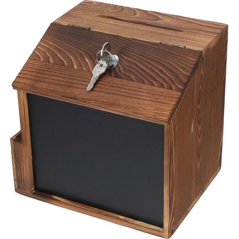 Boîte à Suggestions Livrée avec Vis de avec Serrure Sécurisée en Bois et Fixation Murale, Fente pour Dons et Collecte Lors de Levées de Fonds (1/5)