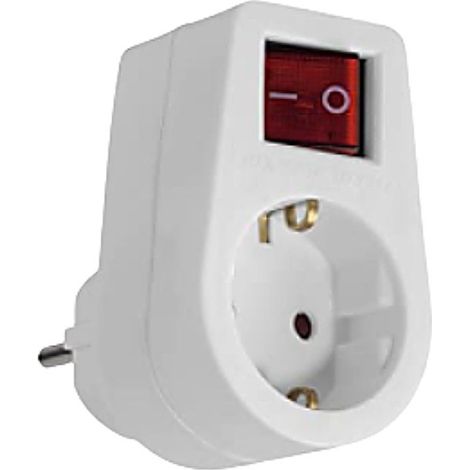 Zenitech – Prise Schuko 16A avec interrupteur intégré – Puissance 2300W – Blanc – Pour appareils nécessitant alimentation élevée