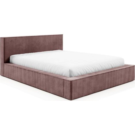 Sofello Polsterbett nach Maß FILO Puderrosa 200x200 aus Kordstoff mit Holz-Lattenrost Modernes Design in trendigen Farben, ohne Stauraum (1/5)