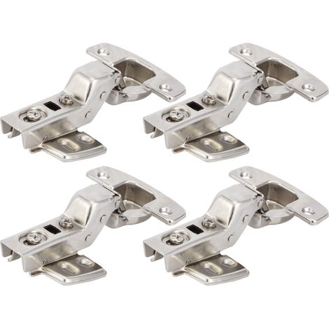Lot de 4 charnières pour portes de placard de cuisine avec amortisseur, en acier laminé à froid Bisagra, bras coudé, 11,3 x 7,2 x 3,6 cm