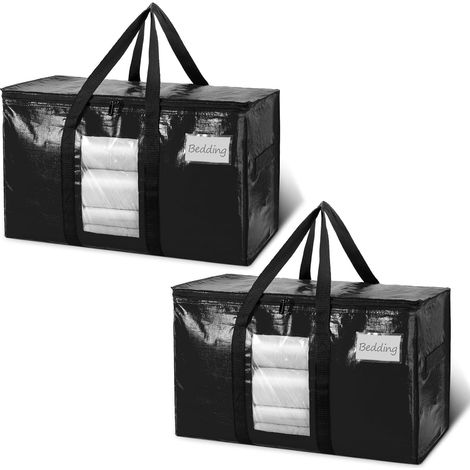 Sac Déménagement Grand Format Noir avec Fermeture Éclair, Lot de 2 (1/5)