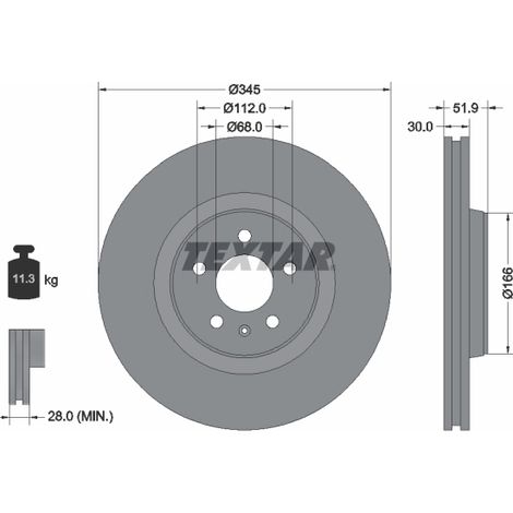 Lot de 2 Disques de frein Textar 92229205 AUDI 4G0615301 4G0615301AE 4G0615301AF
