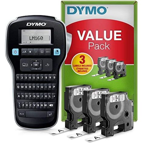 Dymo etiquetadora - rotuladora electrnica lm160 mas 3 cintas d1 de 12mm negro sobre blanco (1/5)
