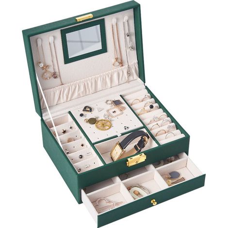 Boîte de rangement de bijoux en velours de grande capacité