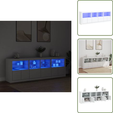 Buffet avec lumières LED blanc 202x37x67 cm - Meuble De Rangement - Buffet - Meuble Tv - Luminaire Led - Décoration Intérieure (1/5)