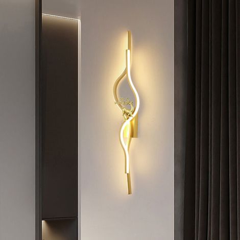 Applique murale spirale moderne de 60 cm, raccordement direct, design ondulé, lumière chaude, idéale pour le salon, la chambre ou le bureau (1/5)
