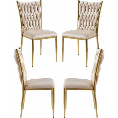 Packs Sillas Comedor - Pack 4 Sillas Wiwen Golden Terciopelo - Beige (1/5)