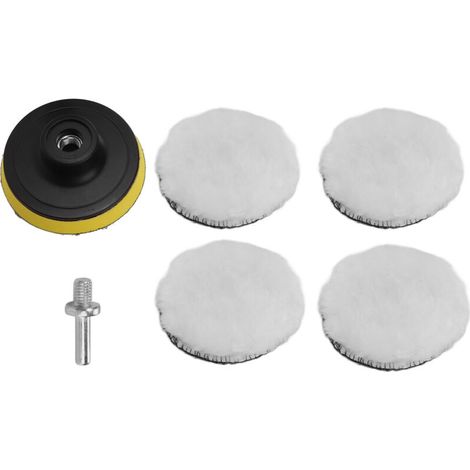 Kit de tampons de polissage en laine d'imitation 3 pouces, 6 pièces, avec adaptateur de perceuse 5/8 en 11, tampons de polissage pour polisseuse de tampon de voiture. (1/5)