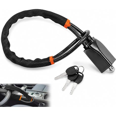 Antivol de Volant pour Voiture, Bloque-Volant pour Voiture et Dispositif antidémarrage, Bloque-Volant avec verrou de Ceinture de sécurité, Protection antivol Noir (1/5)