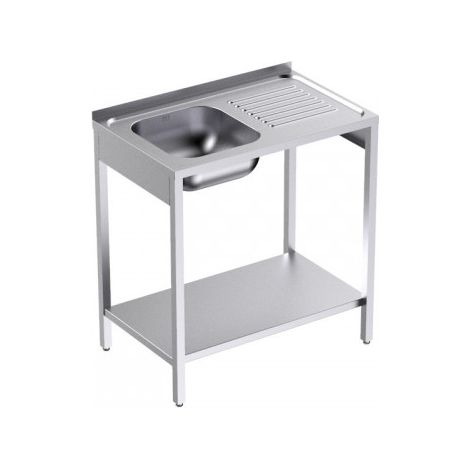 Plonge Inox avec Bâti et Etagère Profondeur 500 Egouttoir Droite - Distform