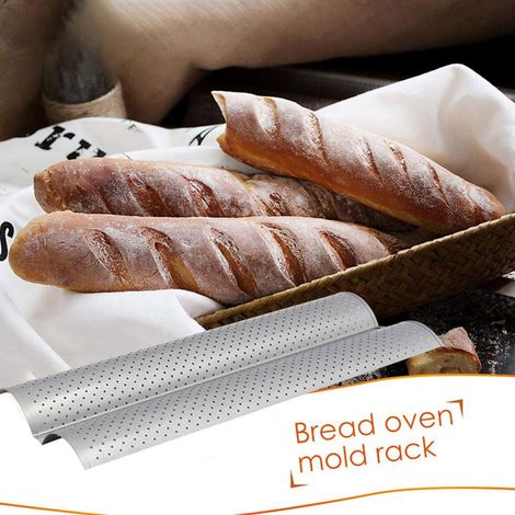 Baguette-Backblech mit 2 Schlitzen, antihaftbeschichtet, aus Edelstahl. (1/5)