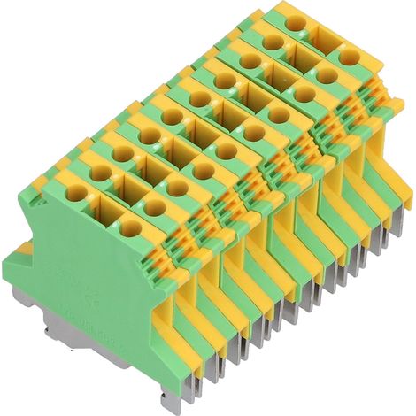 Lot de 50 borniers rail DIN mise à la terre 2 voies USLKG-2.5 connexion électrique serrage vis (1/5)