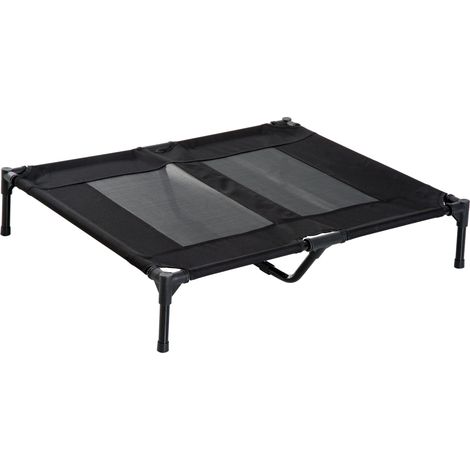 Pawhut – Lit surélevé pour chien – Tissu oxford microperforé – Dimensions 92x76x18cm – Charge max 30kg – Noir