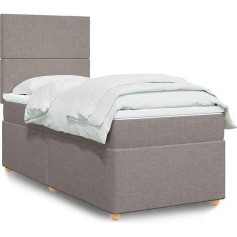Boxspringbett mit Matratze Taupe 100x200 cm Stoff