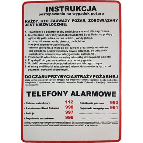 Anweisung 1 zu Gesundheits- und Sicherheitsmaßnahmen im Brandfall (1/2)