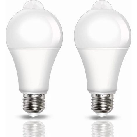 Ampoule Led Detecteur De Mouvement - E27 - 12 W - 1000 Lm - 220 V - 6500 K - Pour Eclairage Securite Interieur Et Exterieur - Lot De 2