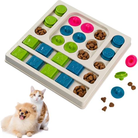 Jouet d'Intelligence pour Chien, Puzzle Interactif en Forme de S Blanc en PP, Jeu de Stimulation Mentale et d'Entraînement, Distributeur de Friandises Lavable pour Petits et Grands Chiens (1/5)
