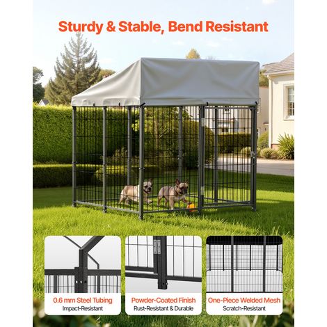 Chenil Extérieur 1,12x1,15x1,25 m Enclos pour Chien avec Toit Cage Extérieure pour Grands Chiens Parc Robuste pour Chiens avec Bâch… (1/5)
