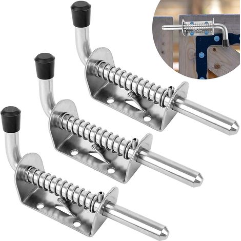 Lot de 3 verrous à ressort, verrou à barillet en acier inoxydable 304, verrou à ressort à goupille de verrouillage 128mm