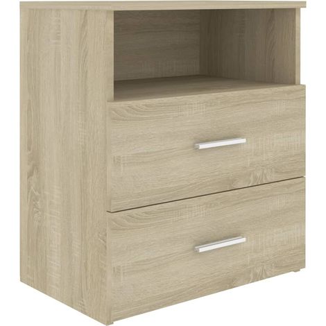 Comodino con cassetti e vano a giorno 50 x 32 x 60 cm in derivati del legno color rovere DEC033888