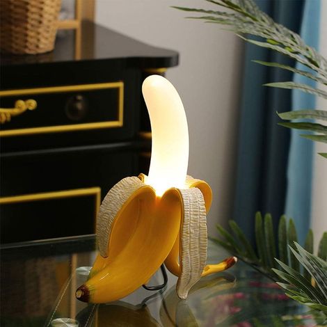Lampe de Table LED Banane en Résine, Lampe de Chevet Moderne et Créative, pour la Décoration de la Maison / Noël / Cadeau D'anniversaire (Couleur : Jaune) (1/5)