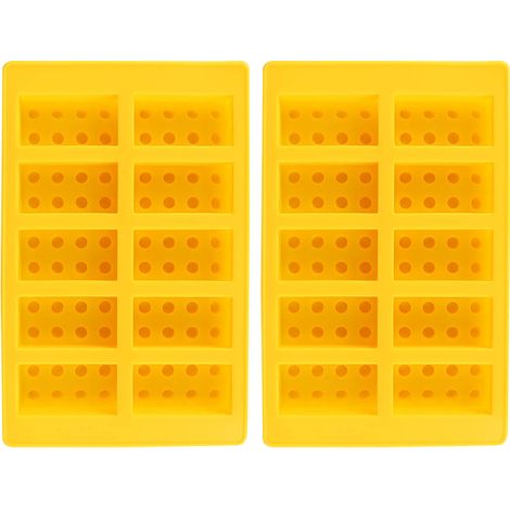 2 Pièces Moule à Glaçons en Silicone 10 Cases Blocs Jaunes DIY Accessoires Boisson (1/5)
