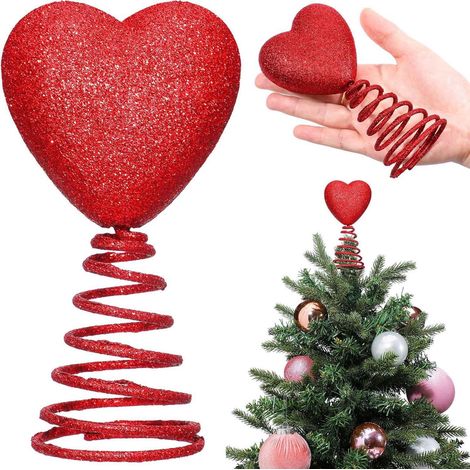 Étoile Pour Sommet D Arbre De Noël - En Fer - Rouge - Décor 3D Anti Cassure Avec Paillettes - Pour Intérieur Et Extérieur - 1 Pièce (1/5)