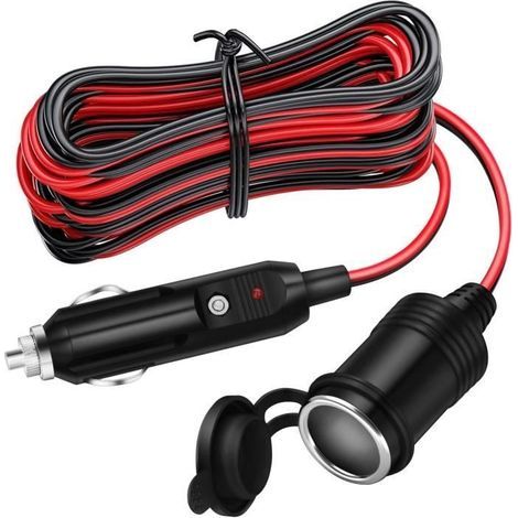 4 m langes Zigarettenanzünder-Verlängerungskabel, 12 V/24 V Zigarettenanzünderstecker mit 15 A/16 AWG Sicherung, für Reifenfüller, Staubsauger (1/4)