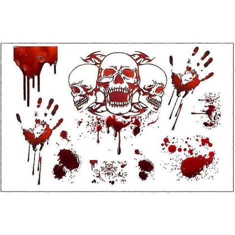 Pegatinas para ventanas con huellas de manos ensangrentadas de Halloween, accesorio decorativo para fiestas con forma de palo de inodoro. (1/5)