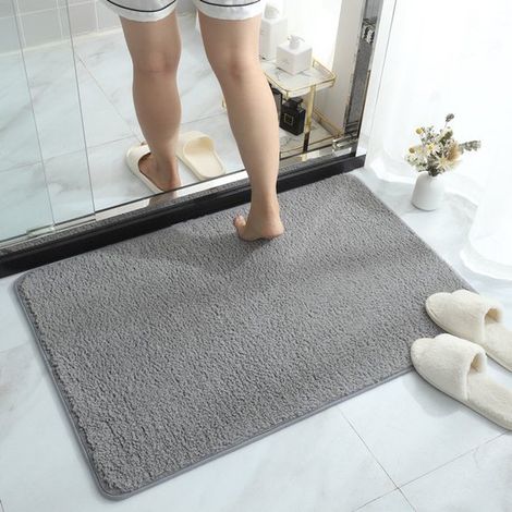 Badmat antidérapant - 50 × 80 cm - Tapis de toilette - Tapis de Badmat - Tapis de douche - Tapis de bain antidérapant - Tapis de bain - Tapis de bain antidérapant pour le bain - Absorbant - Grijs (1/5)