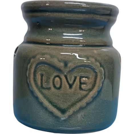 Brûle parfum Love vert en céramique 8 cm