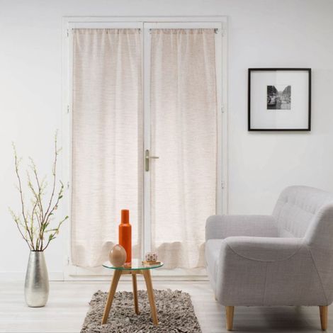 Paris Prix – Paire de voilages 70x200cm beige – Lot de 2 – Polyester tendance – Fixation à passe-tringle