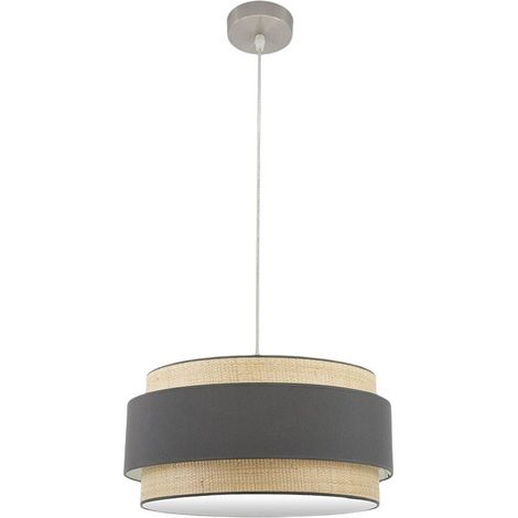 Colgante modelo Kandy 2xE27 Natural/gris Regulable FABRILAMP (1/2)