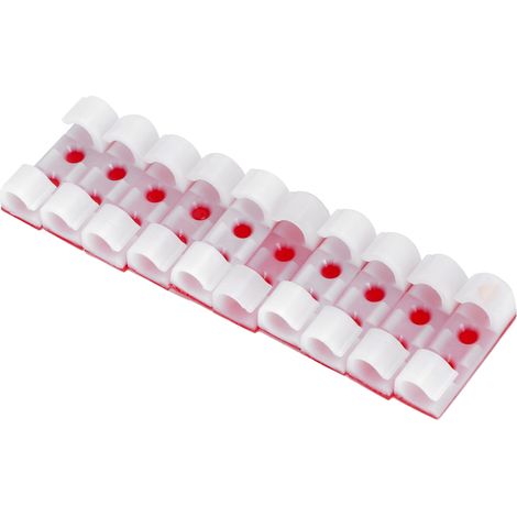 Lot de 20 serre-câbles auto-adhésifs, clips de fixation et attaches pour câbles, organisateur de bureau (blanc) (1/5)