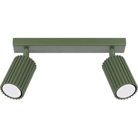 Spot lampe aluminium GU10 orientable vert olive 2 flammes oblongues Moderne