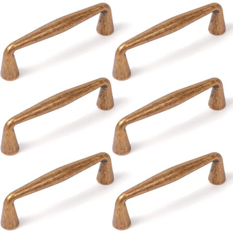 Lot de 6 Poignées Meuble 96 mm – Vintage Laiton Antique, Pour Tiroirs et Placards (1/5)