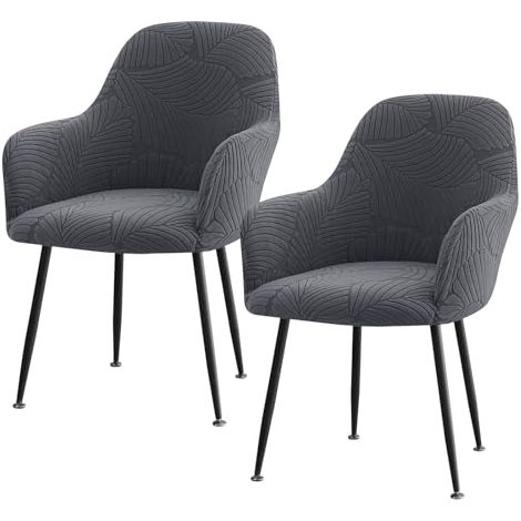 2 pièces de housses de chaise avec design incurvé, lot de 2 housses universelles extensibles en velours stretch pour fauteuil avec accoudoirs, housse de chaise amovible et lavable avec texture florale (1/5)