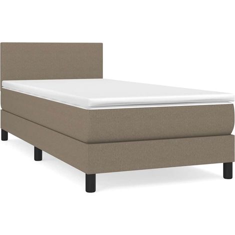 Lit simple  Lit adulte  Sommier à lattes de lit avec matelas Taupe 80x200 cm Tissu