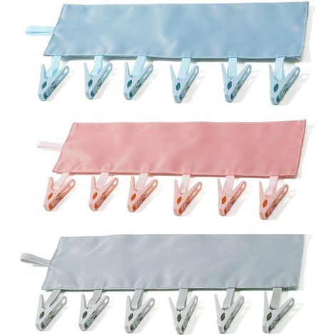 Cintre portable à pinces, étendoir à linge de voyage, cintres de voyage, séchoir à serviettes, cintre pour vêtements, séchoir pliable portable pour chaussettes et maillots de bain, couleurs assorties (1/5)