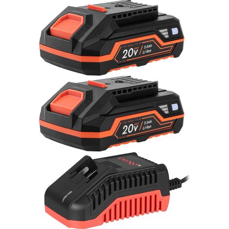 Dnipro-M Batería de Litio 20V 2.0 Ah Compacta, Carga Rápida 40 min, Compatible 40+ Herramientas DM20 - BP-220 + Cargador Rápido FC-230