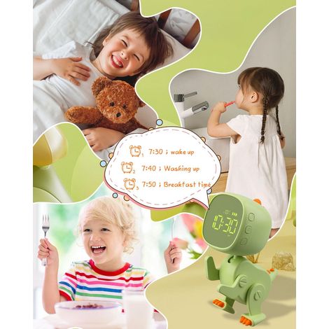 Sveglia per bambini per bambine e ragazzi, sveglia digitale con luce per bambini con 3 gruppi di allarme, luce notturna, funzione snooze, suono regolabile e luminosità in ricarica USB (verde) (1/3)